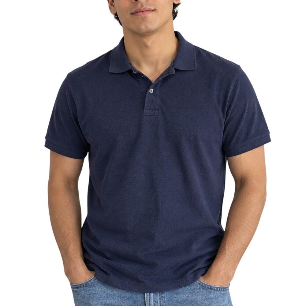 J.Crew Navy Blue Cotton Polo Shirt Mens Medium Classic Preppy